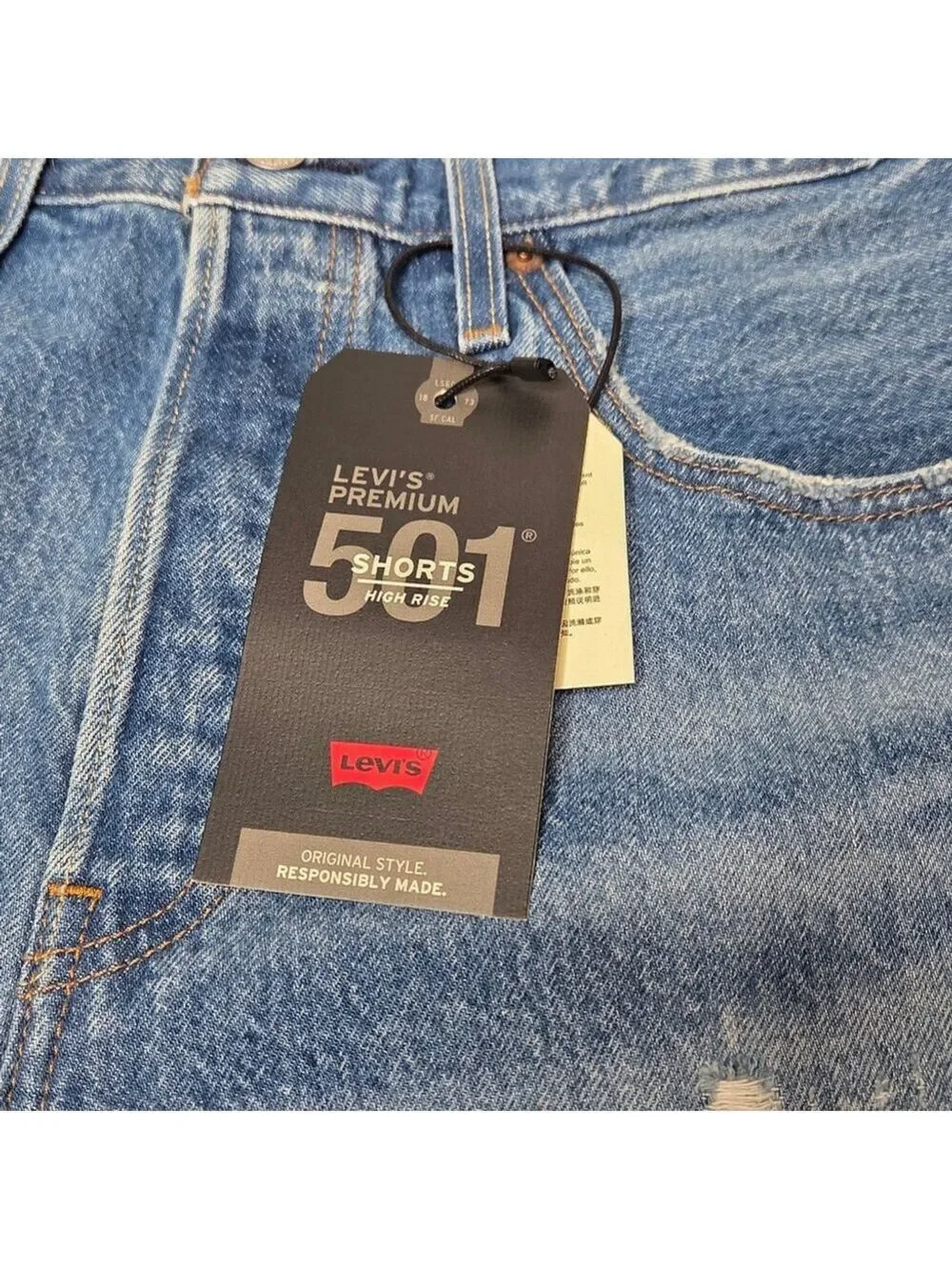 Levi's 501 Original Style Premium Denim High Rise Shorts Cut Off Women's Size 31 - Picture 3 of 16